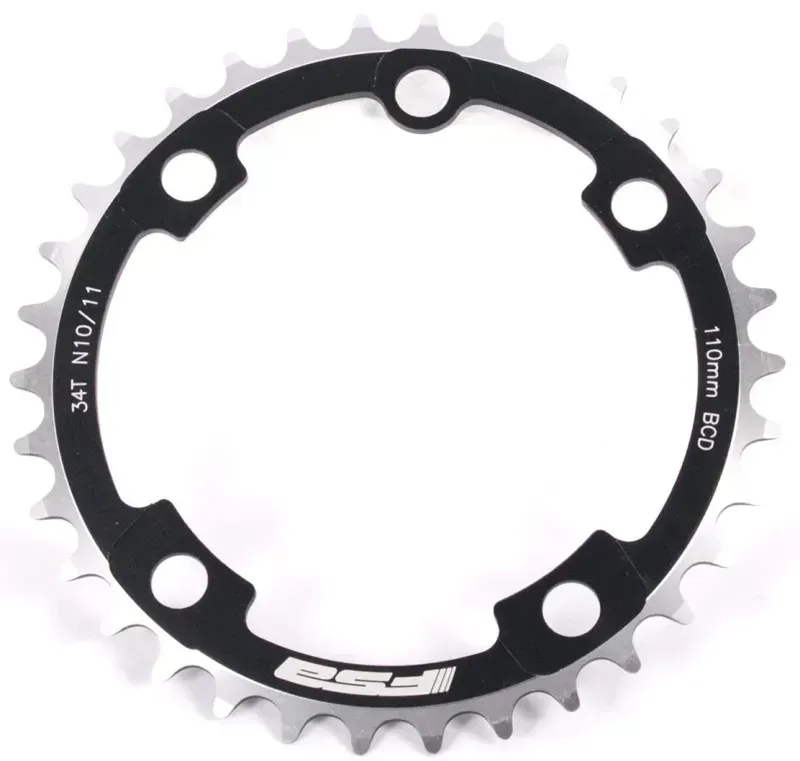 FSA SUPER ABS 5-bolt 110mm 34-tooth 10/11-speed Chainring in Black/Silver