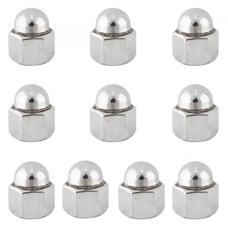 Sunlite Stainless Steel 3/8x26-tooth Acorn Axle Nut 10-pack in Silver