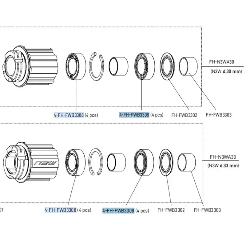 Campagnolo/ Fulcrum Steel Bearing Kit For OS Hubs 8pcs-4