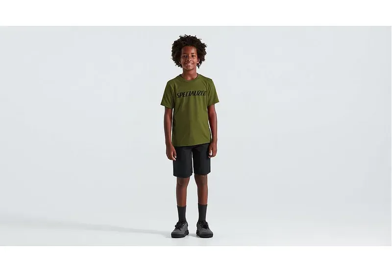 Specialized Wordmark Short Sleeve Youth T-Shirt in Olive Green