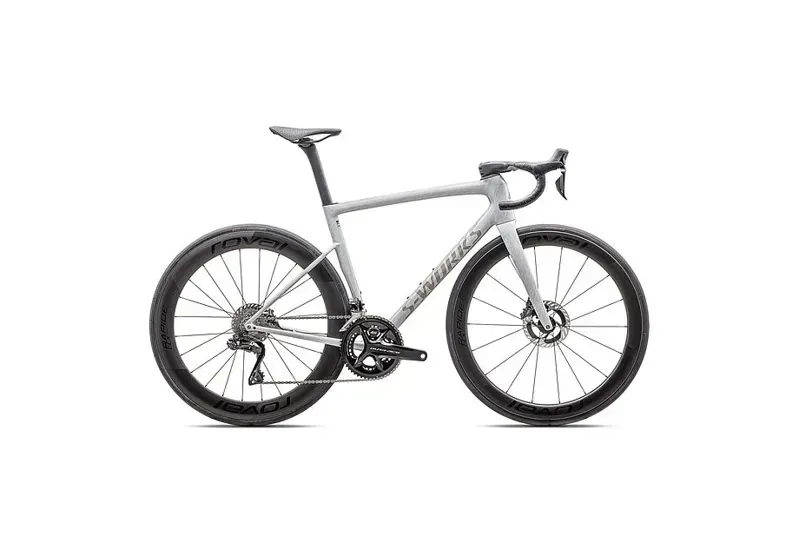 Specialized S-Works Tarmac SL8 - Shimano Dura-Ace Di2 Road Race Bike In Gloss Dove Gray/Silver Dust Blurred Impasto/Black Pearl
