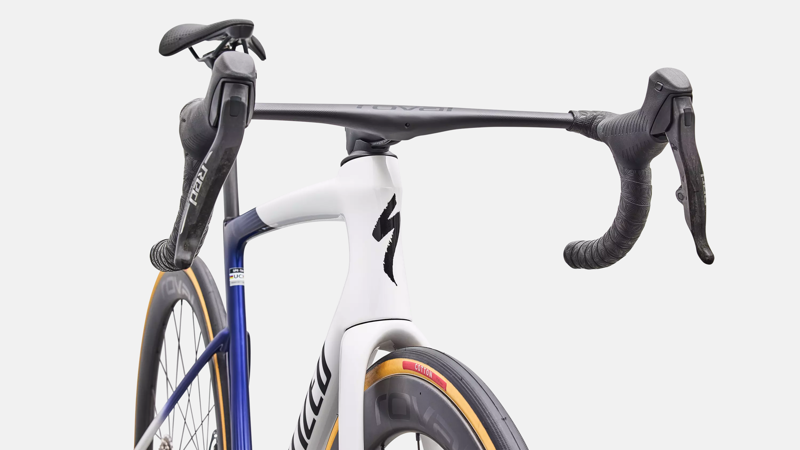Specialized Tarmac SL9 S-L SRAM RED AXS Road Bike in White/Blue/Black-4