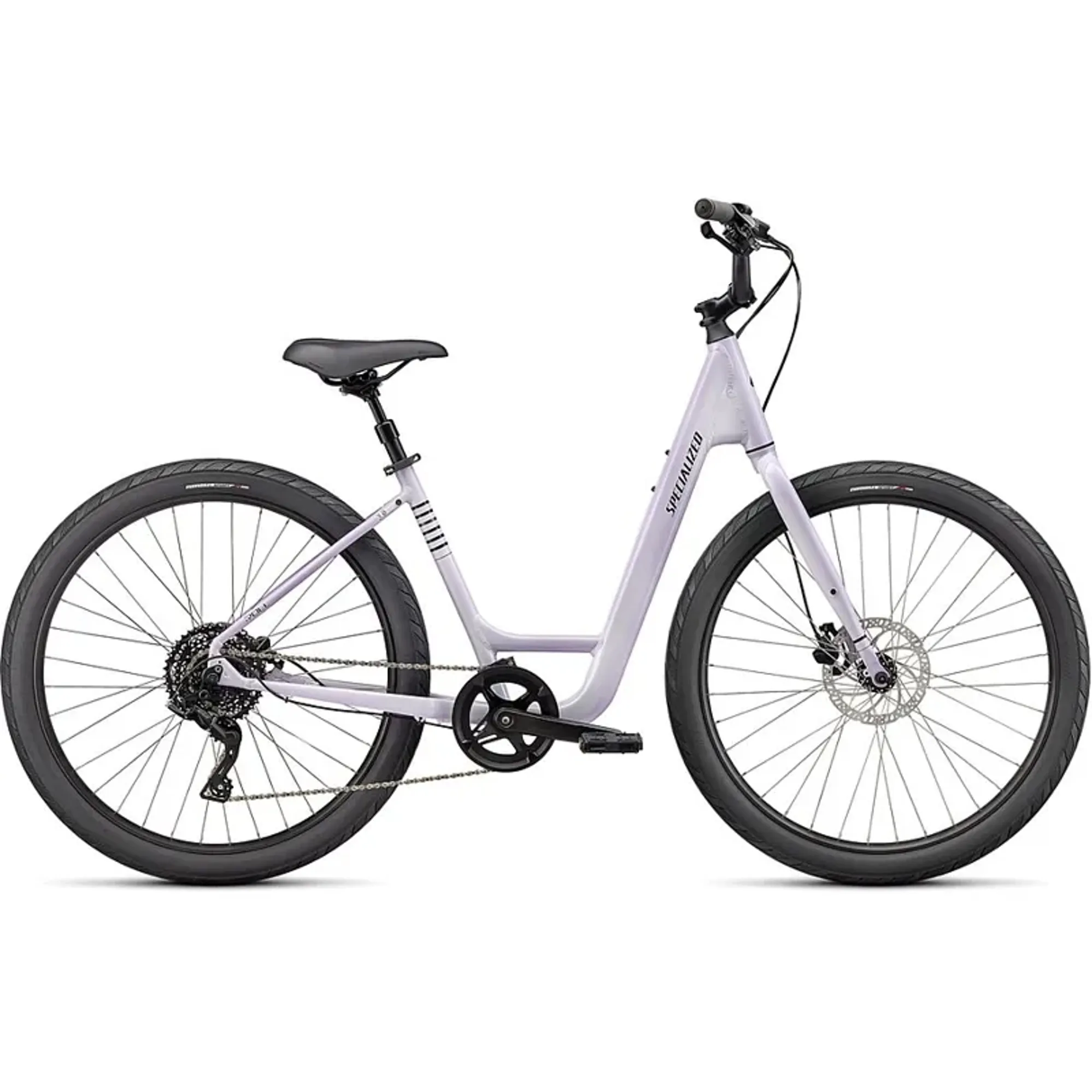 Specialized Roll Low Entry Hybrid Bike in UV Lilac/Smoke/Black Reflective