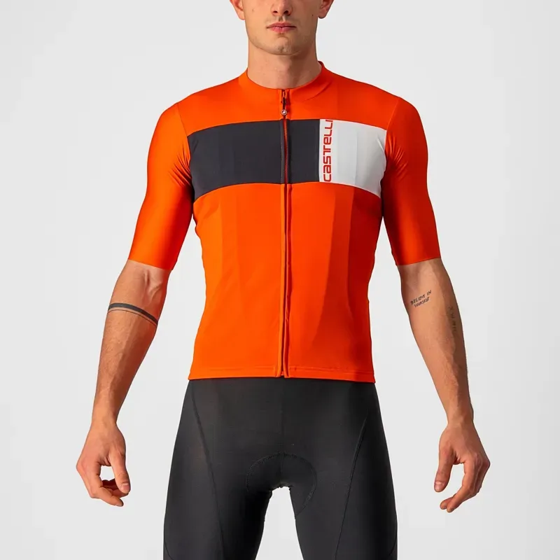 Castelli Prologo 7 Jersey in Fiery Red/Black/Ivory