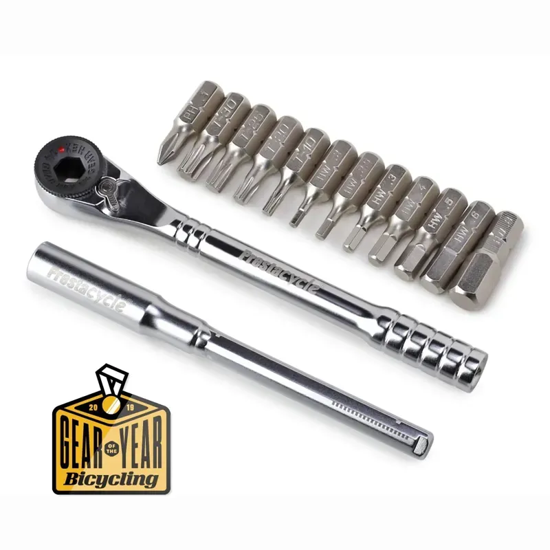 Prestacycle T-Handle Ratchet Deluxe 3-Way Ratchet/T-Handle Tool Kit in Silver