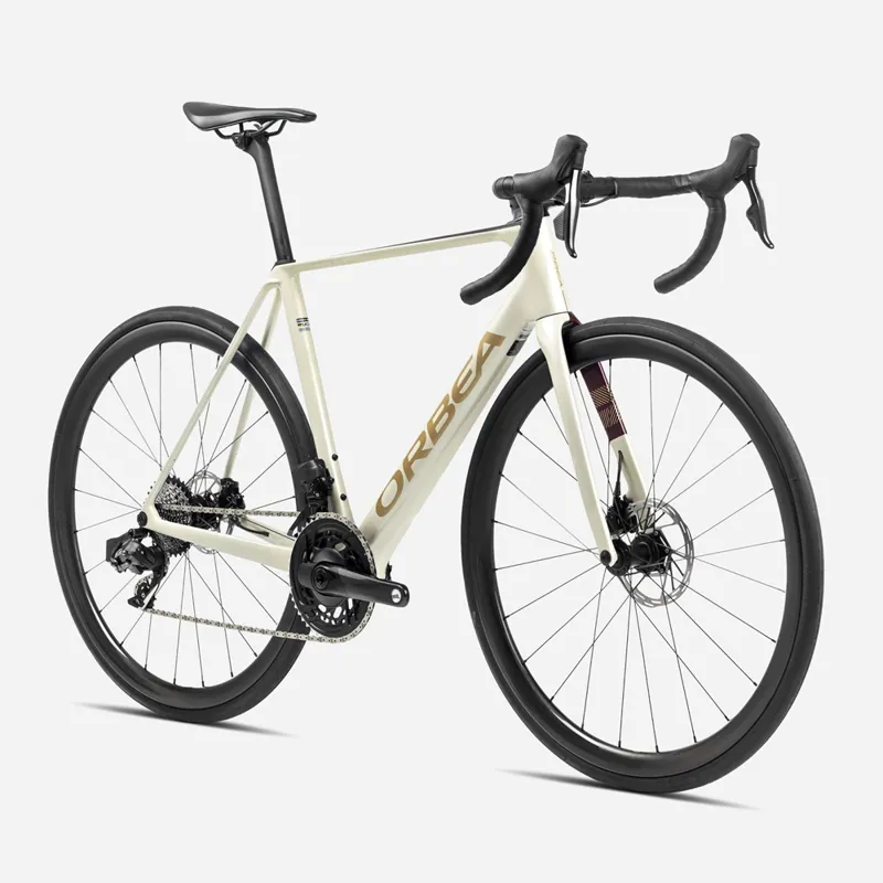 Orbea Orca M35i Road Bike In Ivory White/Burgundy Gloss/Vulcano Matt