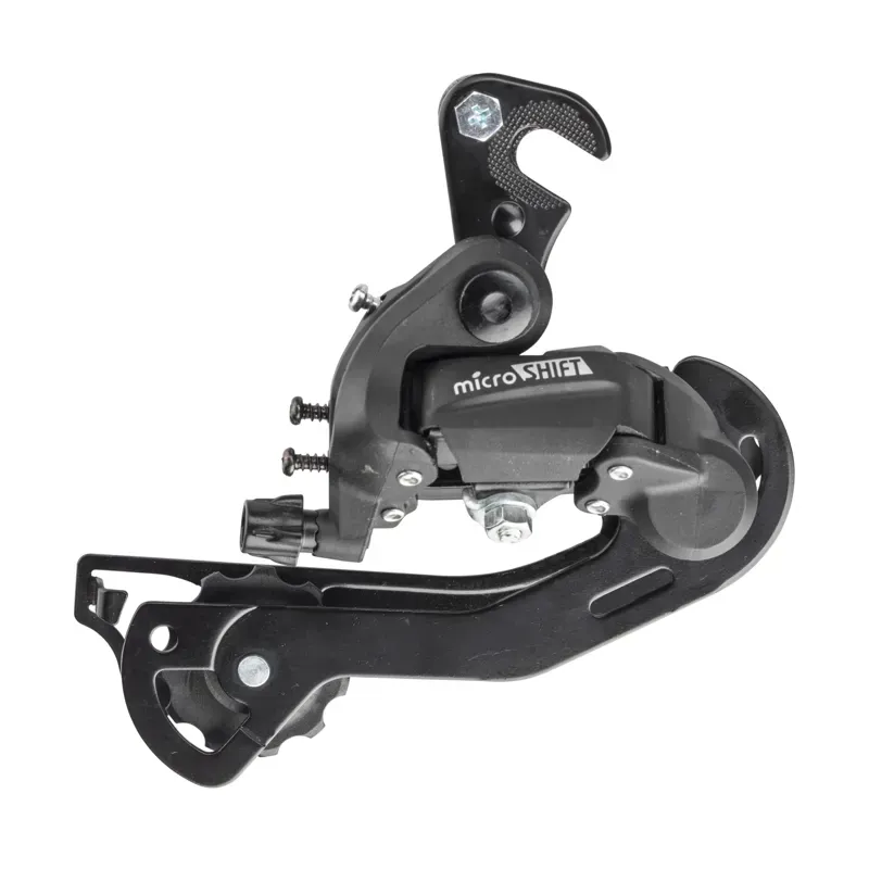 Microshift M21 6/7 Speed Long Cage Rear Derailleur Claw Hanger in Black-1