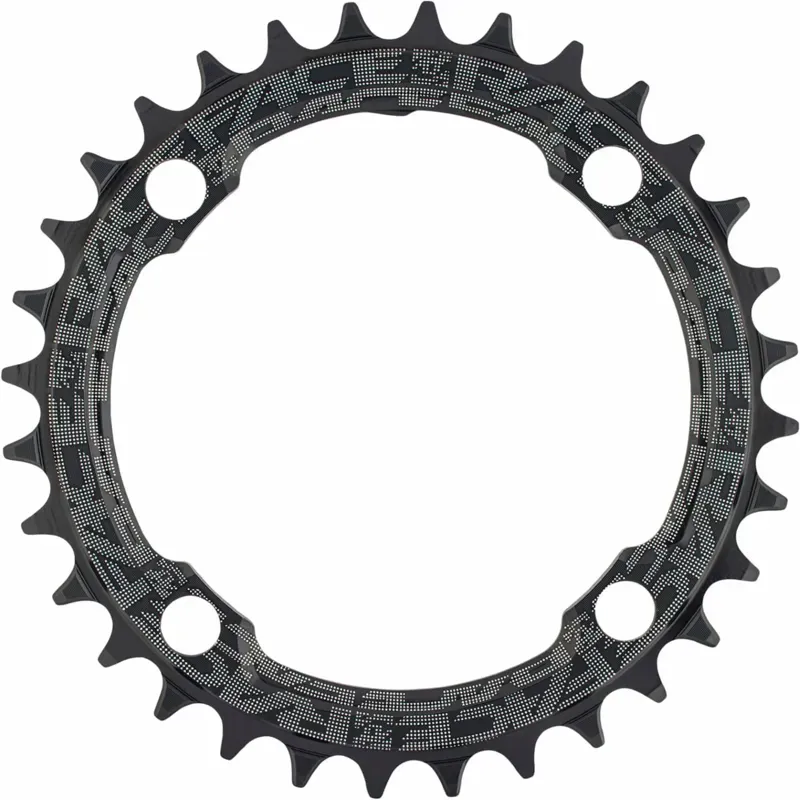 RaceFace 1x 104 BCD Hyperglide+ Chainring - 32t 104 BCD 4-Bolt Requires Shimano 12-Speed Hyperglide+ Chain 7075 Aluminum Black