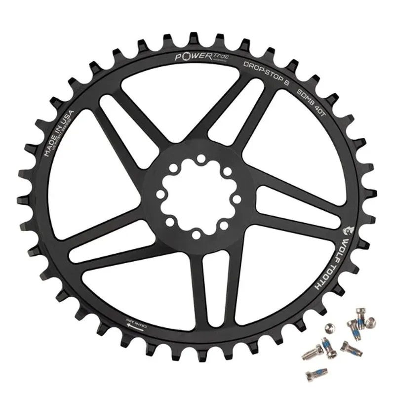 Wolf Tooth Elliptical Direct Mount Chainring - 40t SRAM Direct Mount Drop-Stop B For SRAM 8-Bolt Cranksets 6mm Offset Black